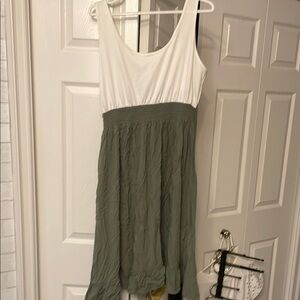Cupshe Green and White High Low Scoop Neck Sundress